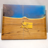 Soft Hardwood with Mica Epoxy Tray - blue