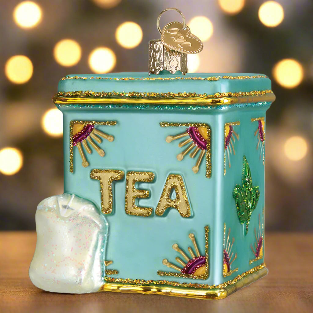 Tea Tin Glass Ornament