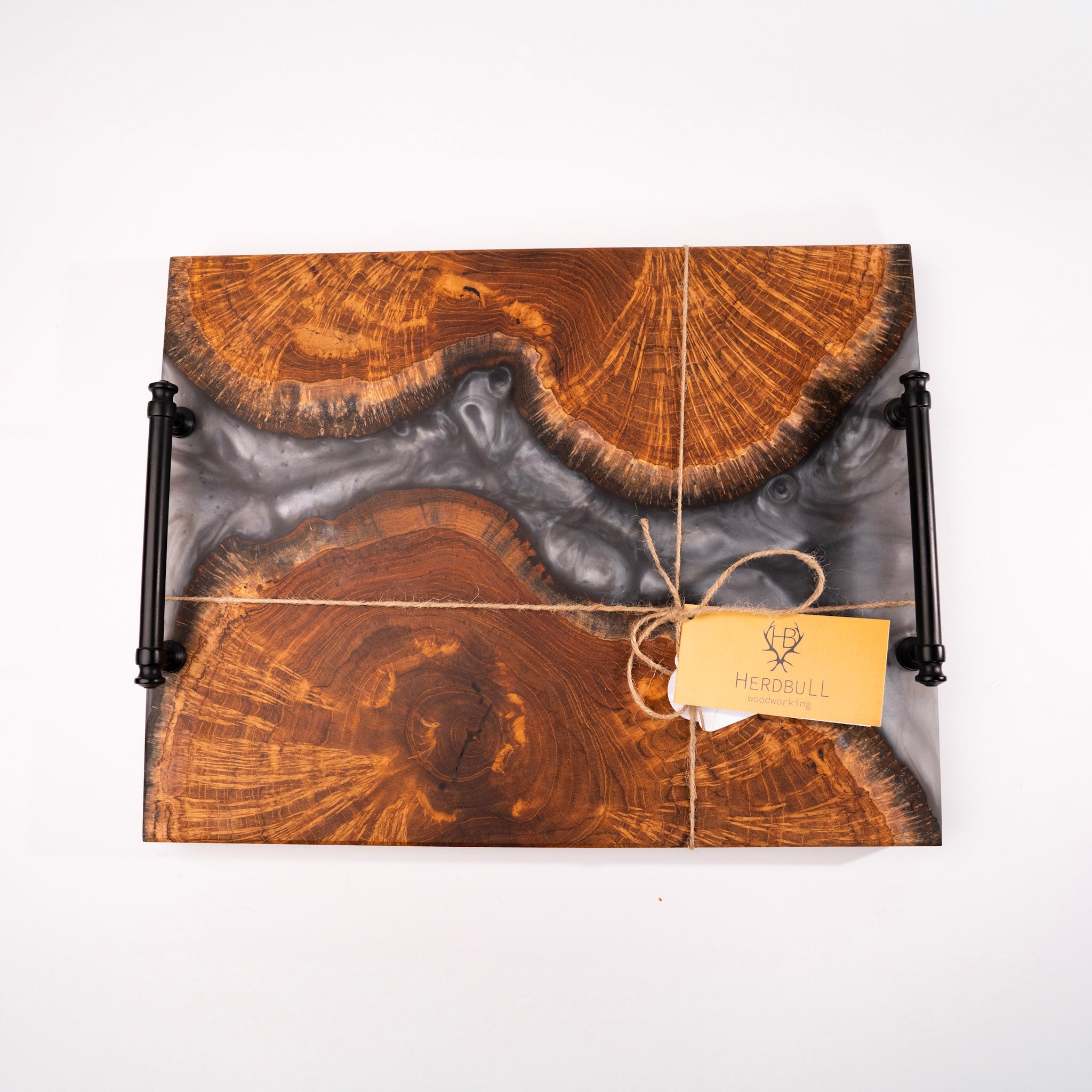 Premium Hardwoods & Burl with Mica Epoxy Tray by Herdbull Woodworking
