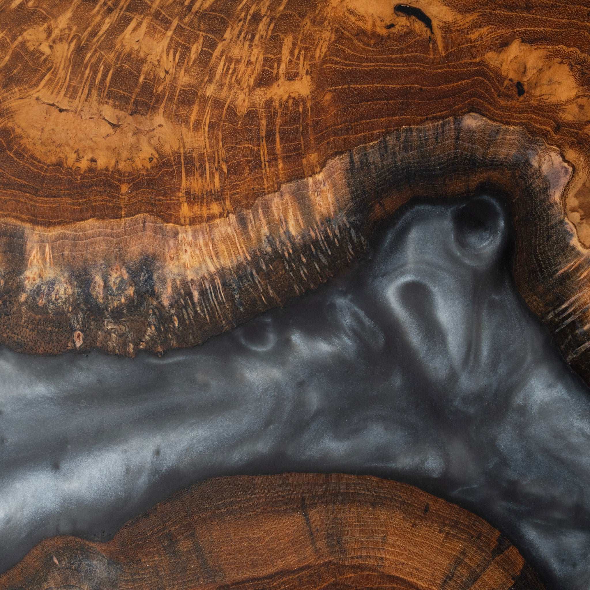 Premium Hardwoods & Burl with Mica Epoxy Tray by Herdbull Woodworking