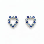 Ten Stone Blue Heart Montana Sapphire Sterling Silver Earrings by Mac's Gems