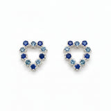 Ten Stone Blue Heart Montana Sapphire Sterling Silver Earrings by Mac's Gems