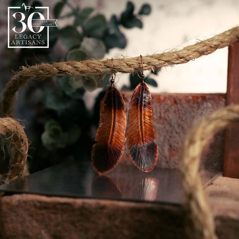 Textured Feather Earrings by RoseWorksMT