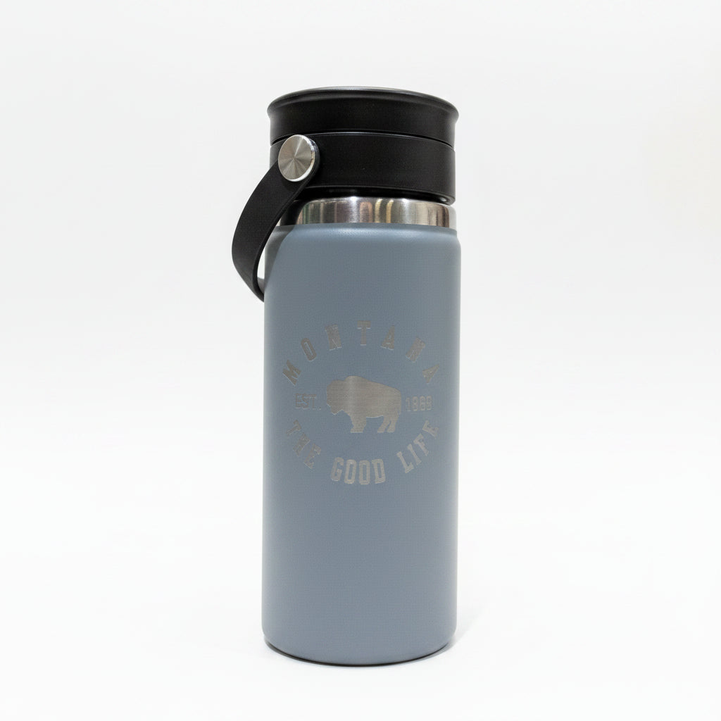The Good Life Bison 16 oz Shale Gray Wide Mouth Flex Tumbler with Sip Lid by Hydro Flask