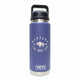 Blue YETI water bottle with black lid on a white background