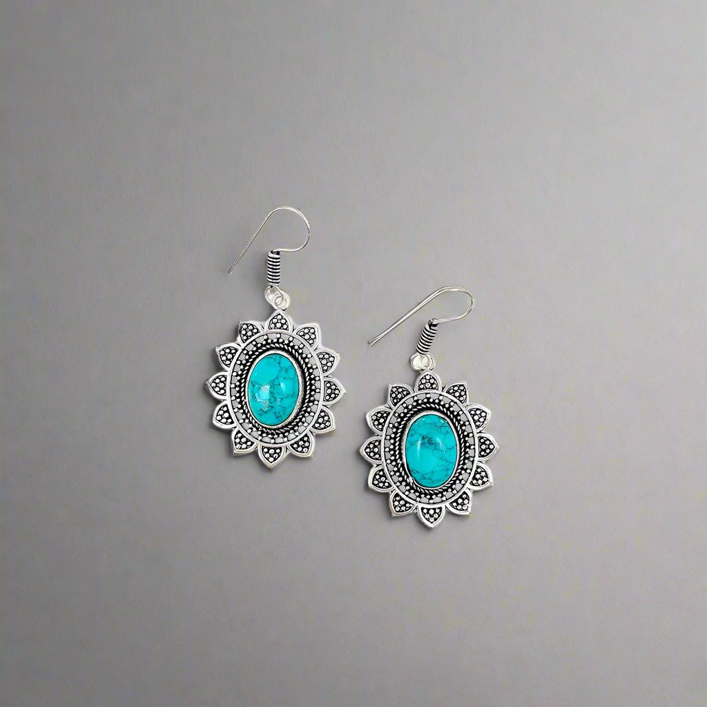 TurquoiseSilverPlatedTanviEarringsbyAnjuArtAJewelry