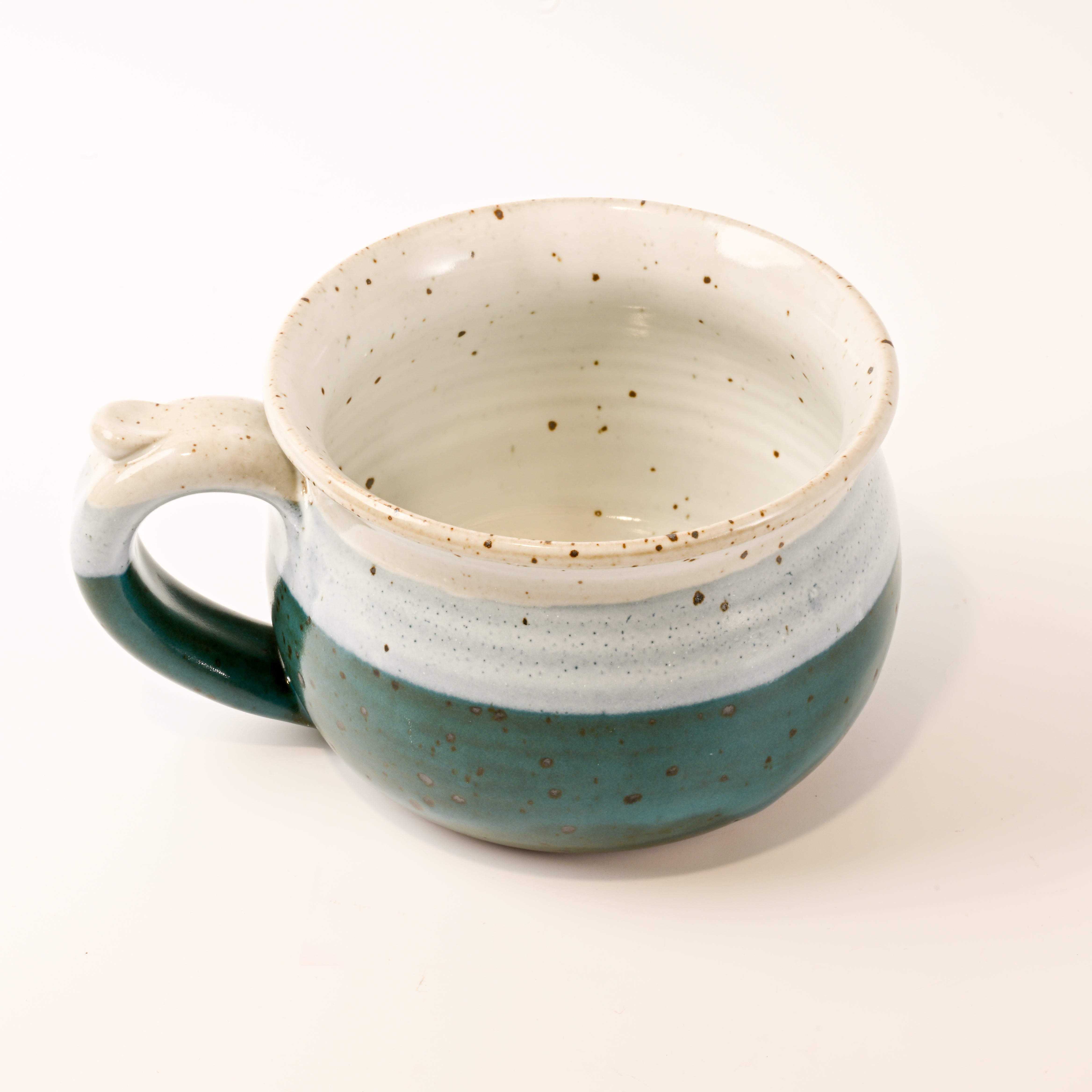 Turquoise and White Soup Bowl