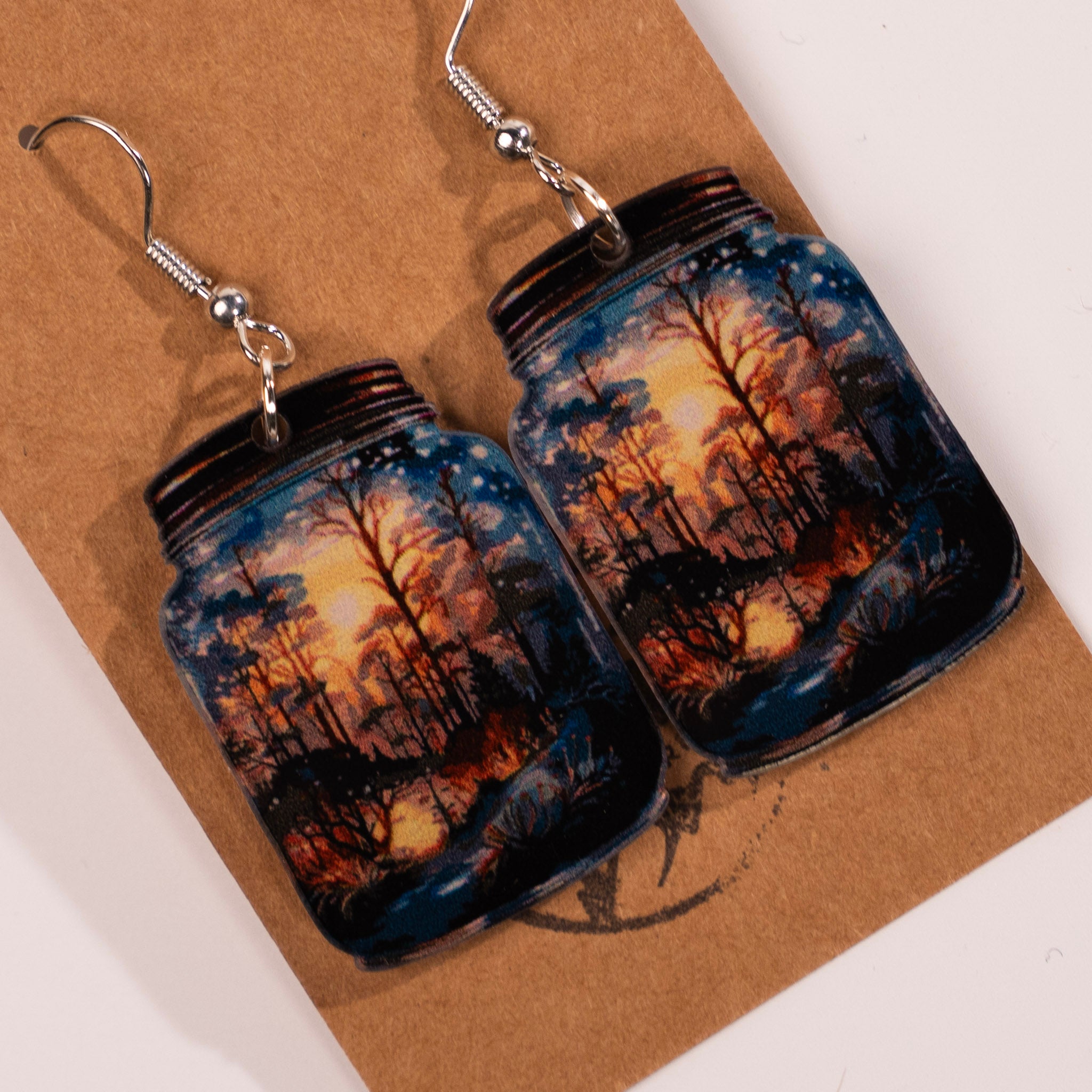 Vintage Jar Morning Forest Earrings by Nine Mile Creative
