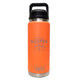 Orange YETI water bottle with black lid on a white background