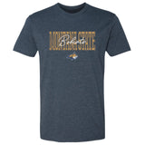 Blue and grey t-shirt with Montana State Bobcats text and logo on a white background