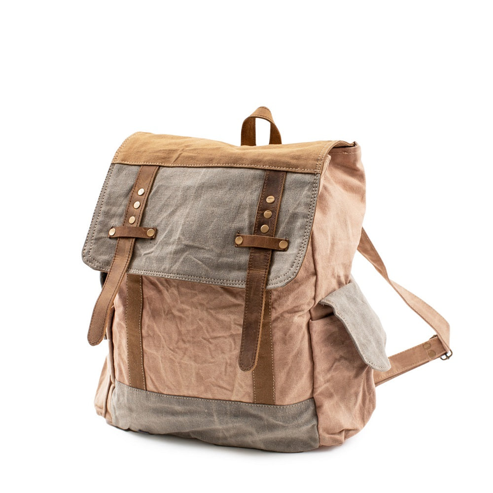 Washed Canvas Backpack with Leather by Sugarboo and Co