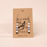 White Mix Silver Tila Bead Dangle Earrings