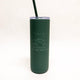 Green tumbler with 'It's All Good in the Woods' text and mountain design on a white background