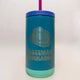 Blue tumbler with a hat design and 'Bozeman Buckaroo' text on a white background