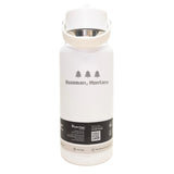 White insulated bottle with 'Bozeman, Montana' text and logo on a white background