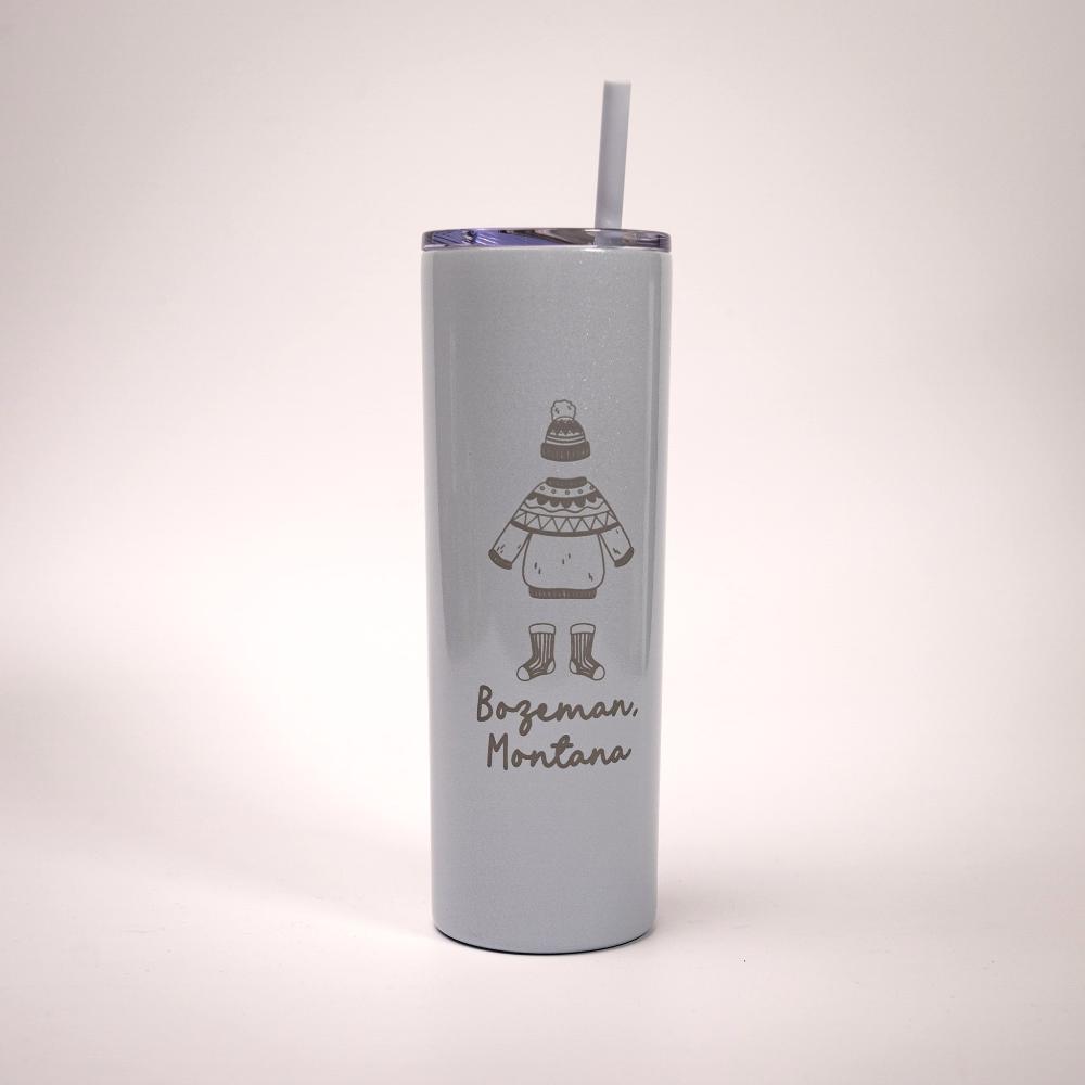 Winter Clothes Vertical Gillter Iceburg Skinny Tumbler by Montana Gift Corral