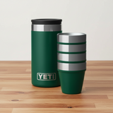 green yeti shot glasses on a white background