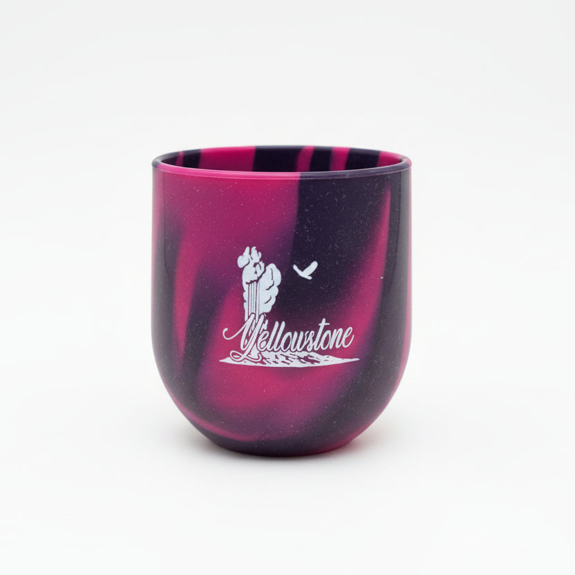 Yellowstone National Park Silipint Stemless Wine Glass by The Hamilton Group - purple pink swirl