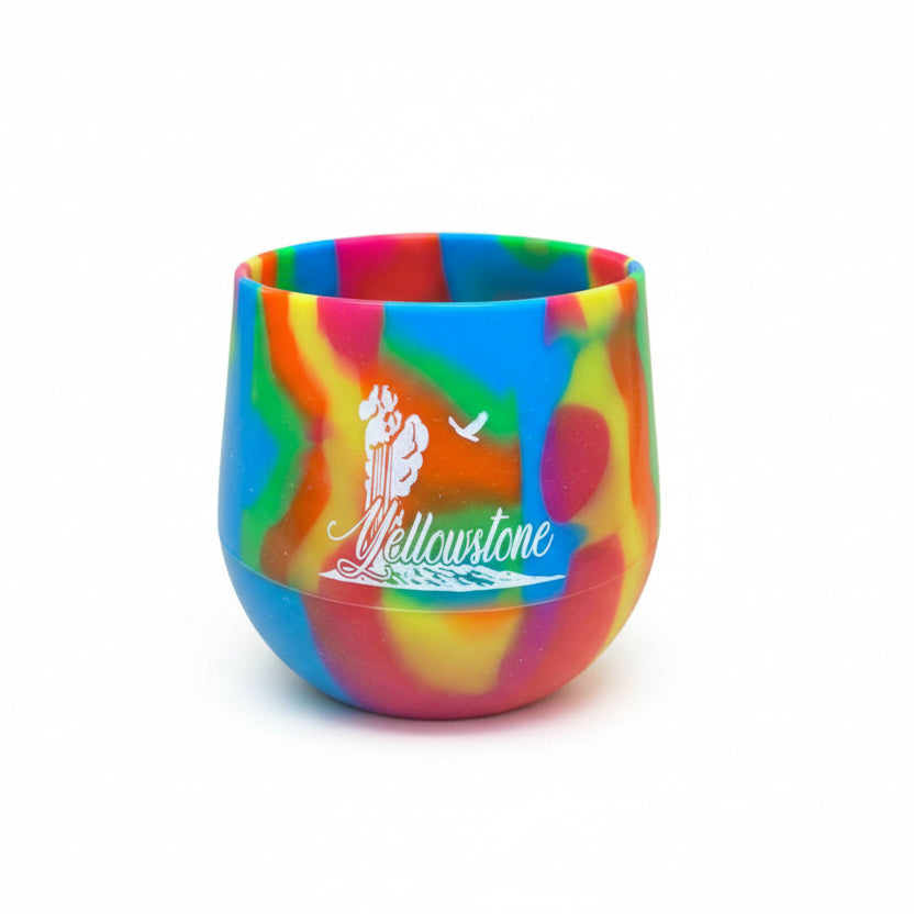 Yellowstone National Park Silipint Stemless Wine Glass by The Hamilton Group - Rainbow swirl
