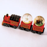 Toy train set with Yellowstone Express branding on a white background