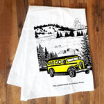 Yellowstone Bus Dish Towel by Corvidae drawings and designs