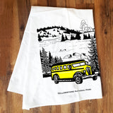 Yellowstone Bus Dish Towel by Corvidae drawings and designs