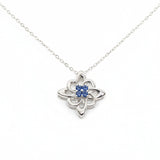 Yogo Sapphire Four Stone Celtic 14K White Gold Pendant by Mac's Gems