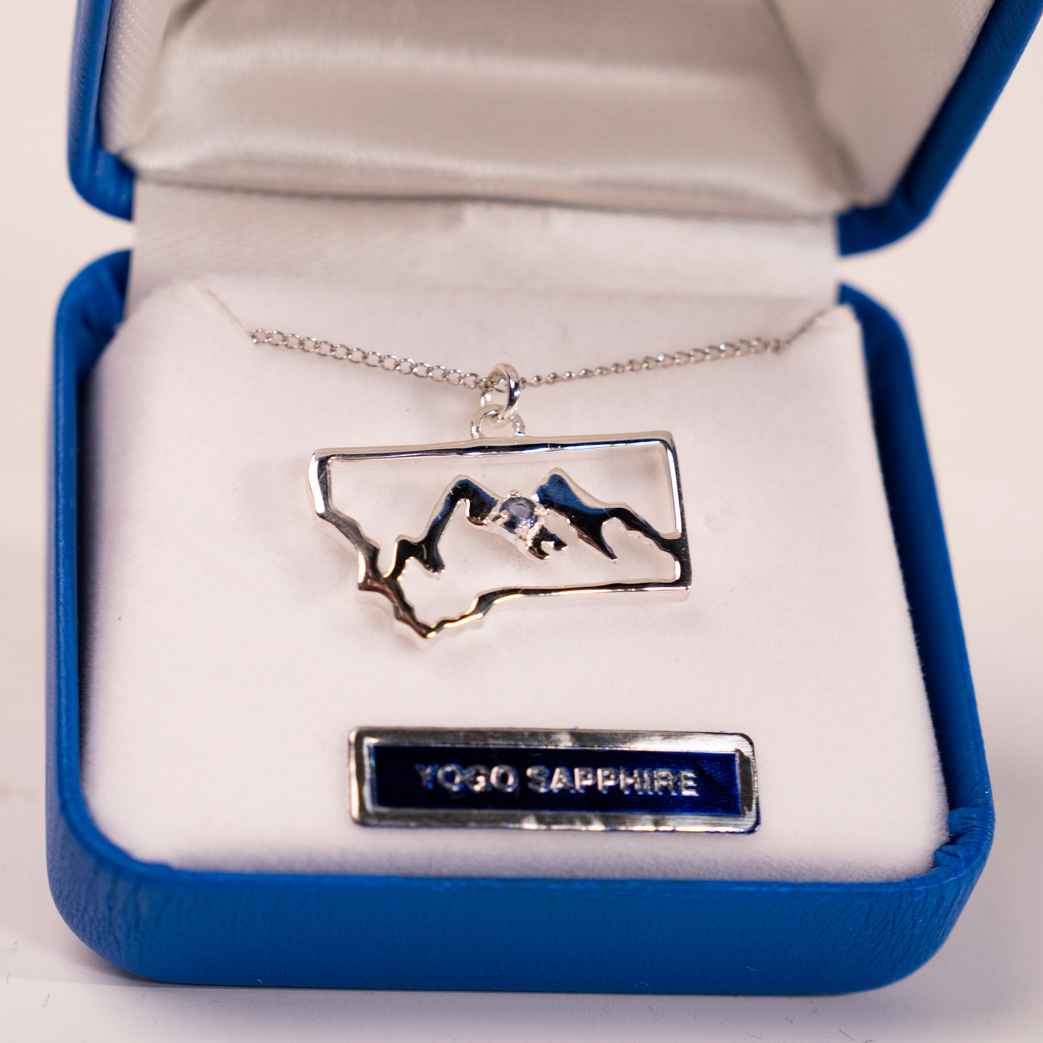 Yogo Sapphire Montana State Pendant - close up