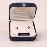 Yogo Sapphire Pear 14K White Gold Earrings