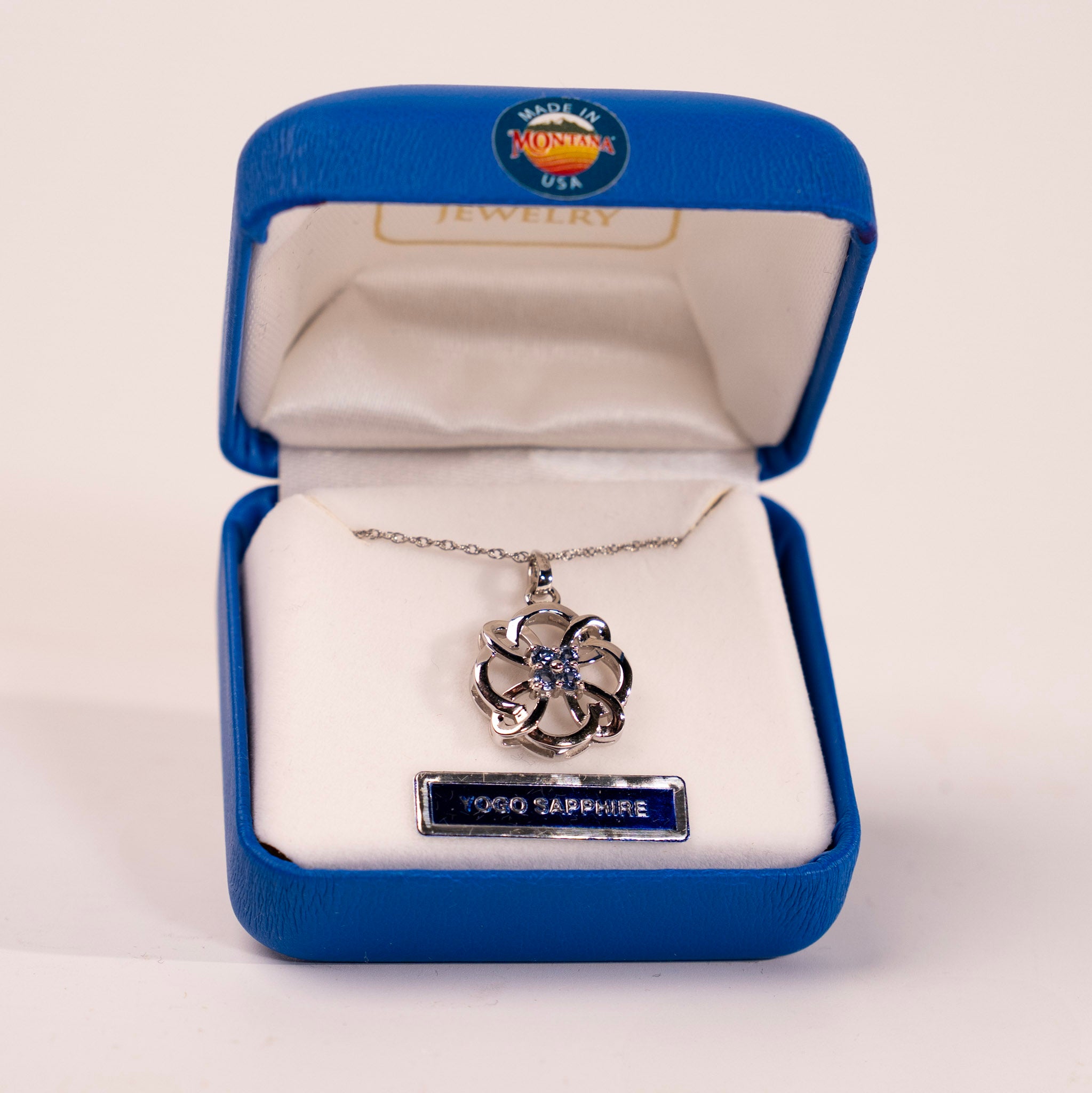 Yogo Sapphire Pinwheel Pendant by Mac's Gems