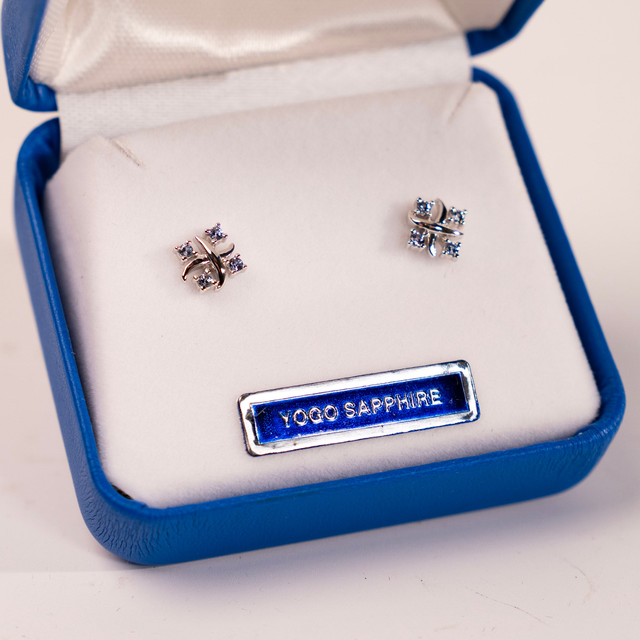 Yogo Sapphire X and O Earrings by Mac's Gems