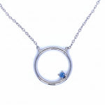 Yogo Sapphire Sterling Silver Circle Pendant by Mac's Gems Close Up