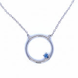 Yogo Sapphire Sterling Silver Circle Pendant by Mac's Gems Close Up