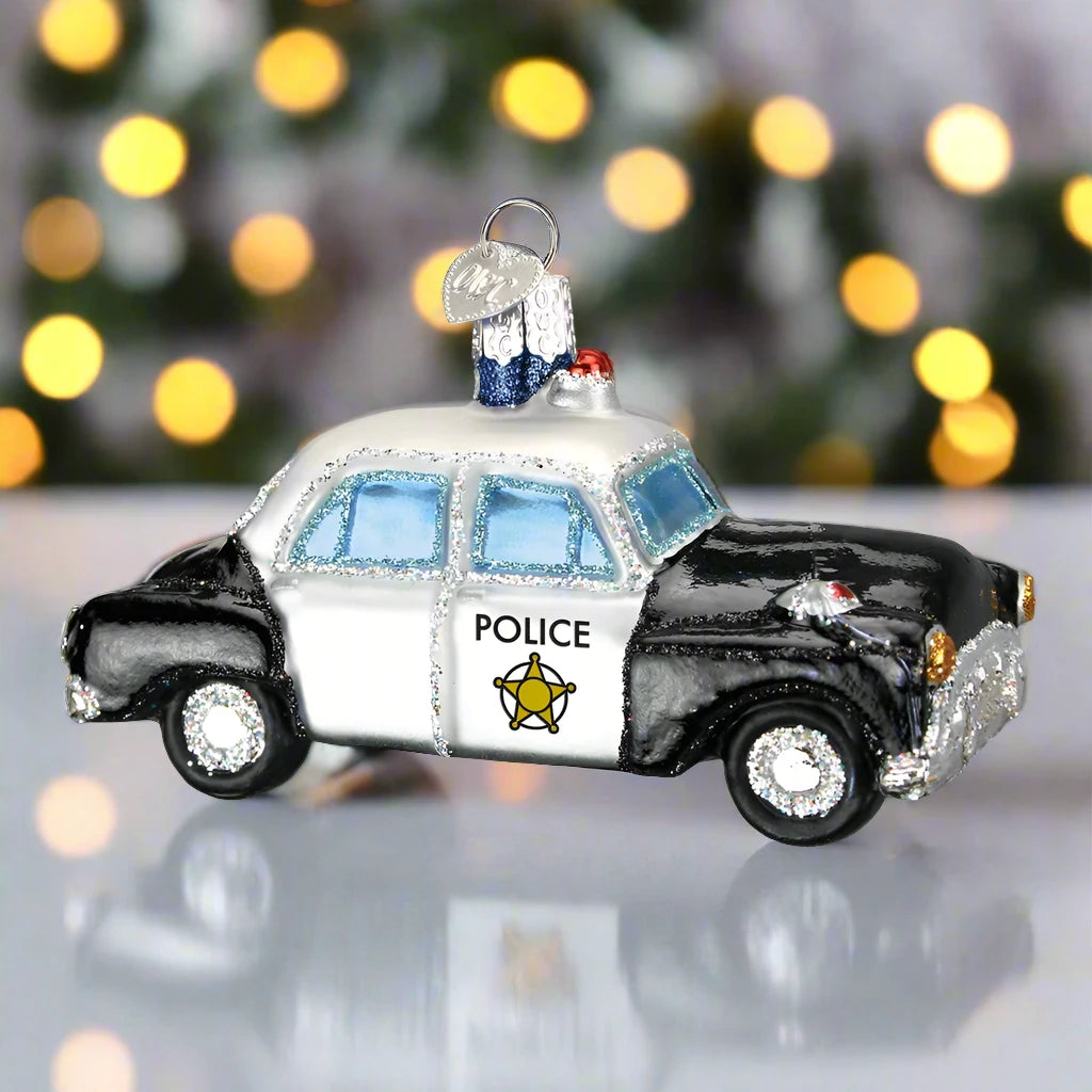 cop car glass christmas ornament old world