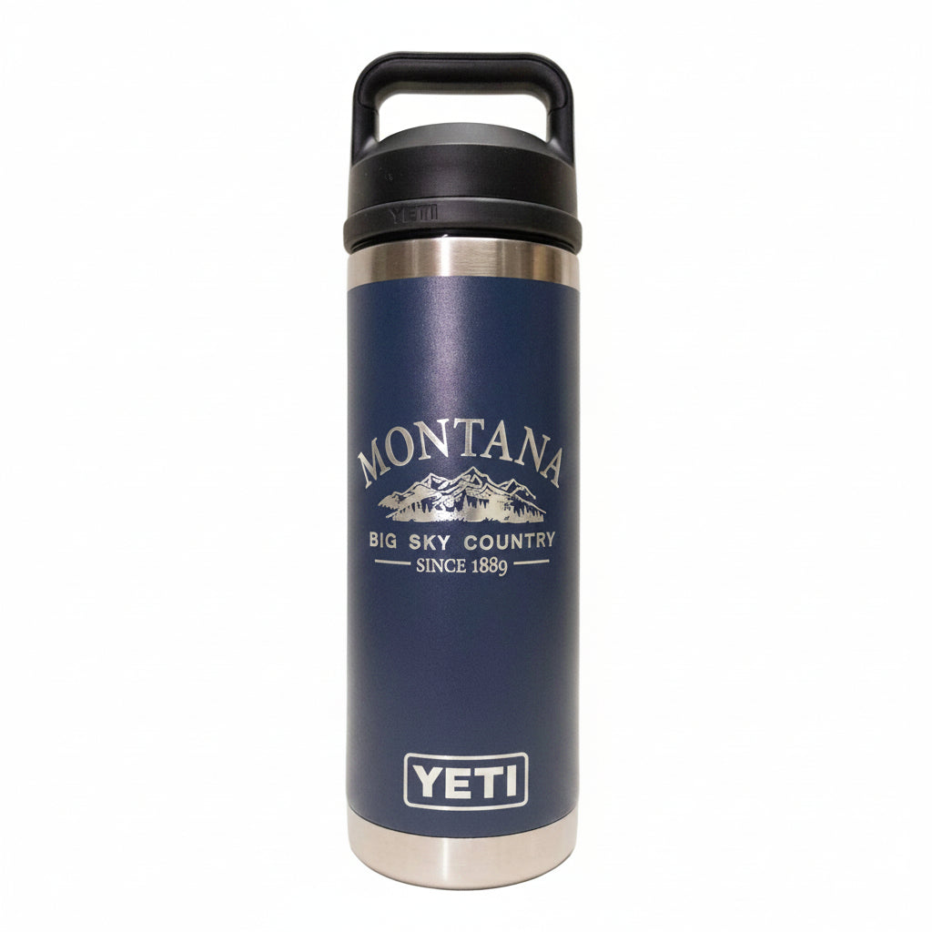 navy Big Sky MT Engraved YETI Rambler 18 oz Bottle with Chug Cap by Montana Gift Corral