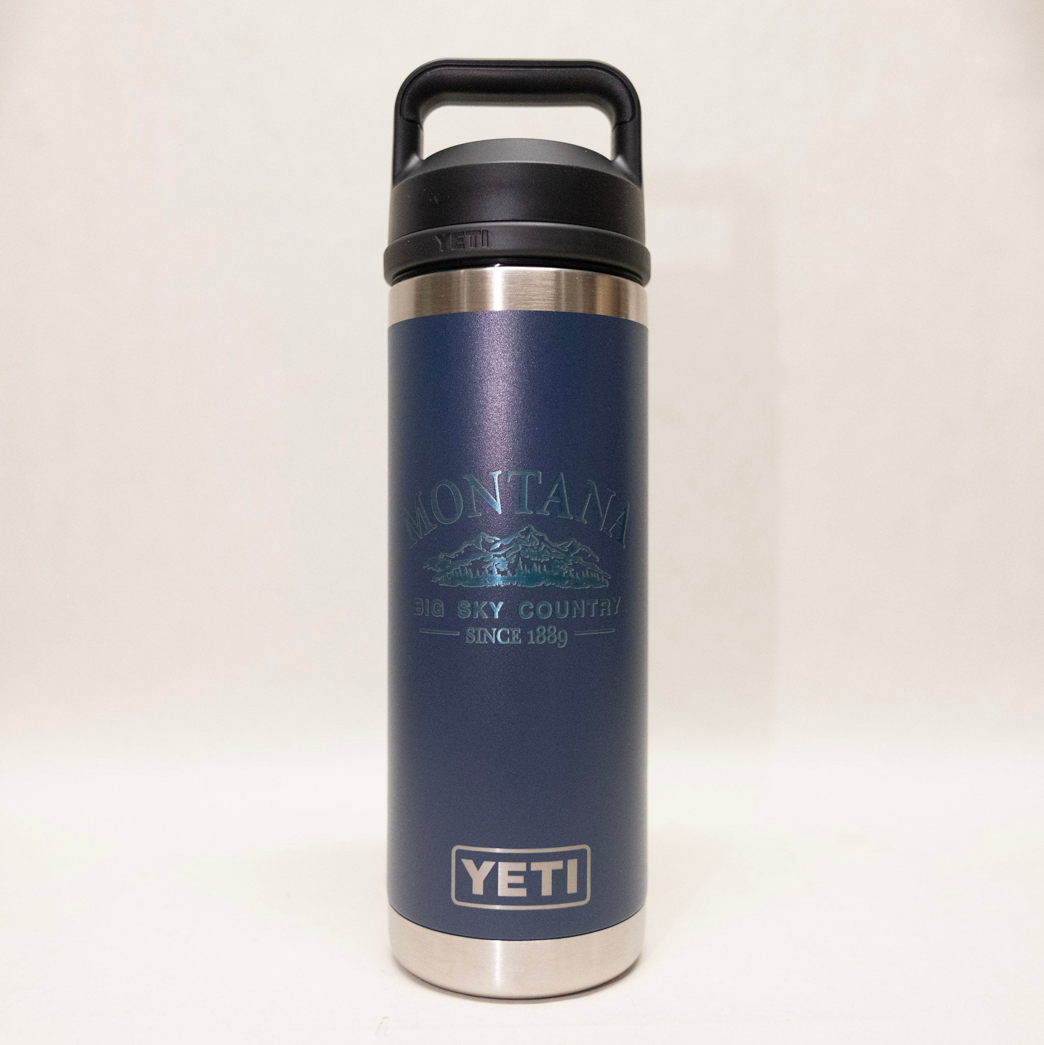 navy Big Sky MT Engraved YETI Rambler 18 oz Bottle with Chug Cap by Montana Gift Corral
