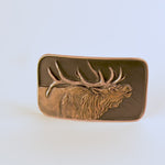 Bull Elk Bust Bronze Belt Buckle by Waterhorse Bronze