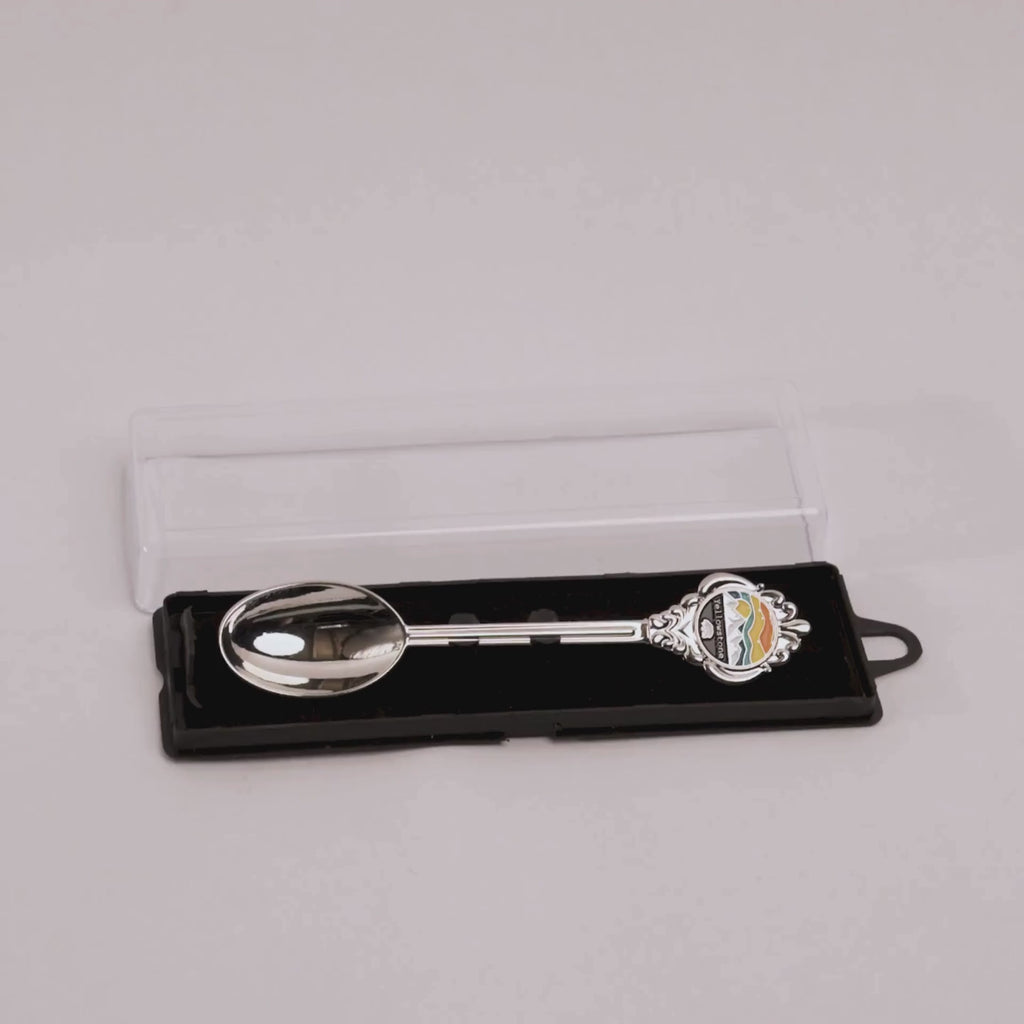 Decorative spoon in a black box on a white background