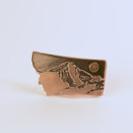 Montana Lone Mountain Bronze Belt Buckle - dark