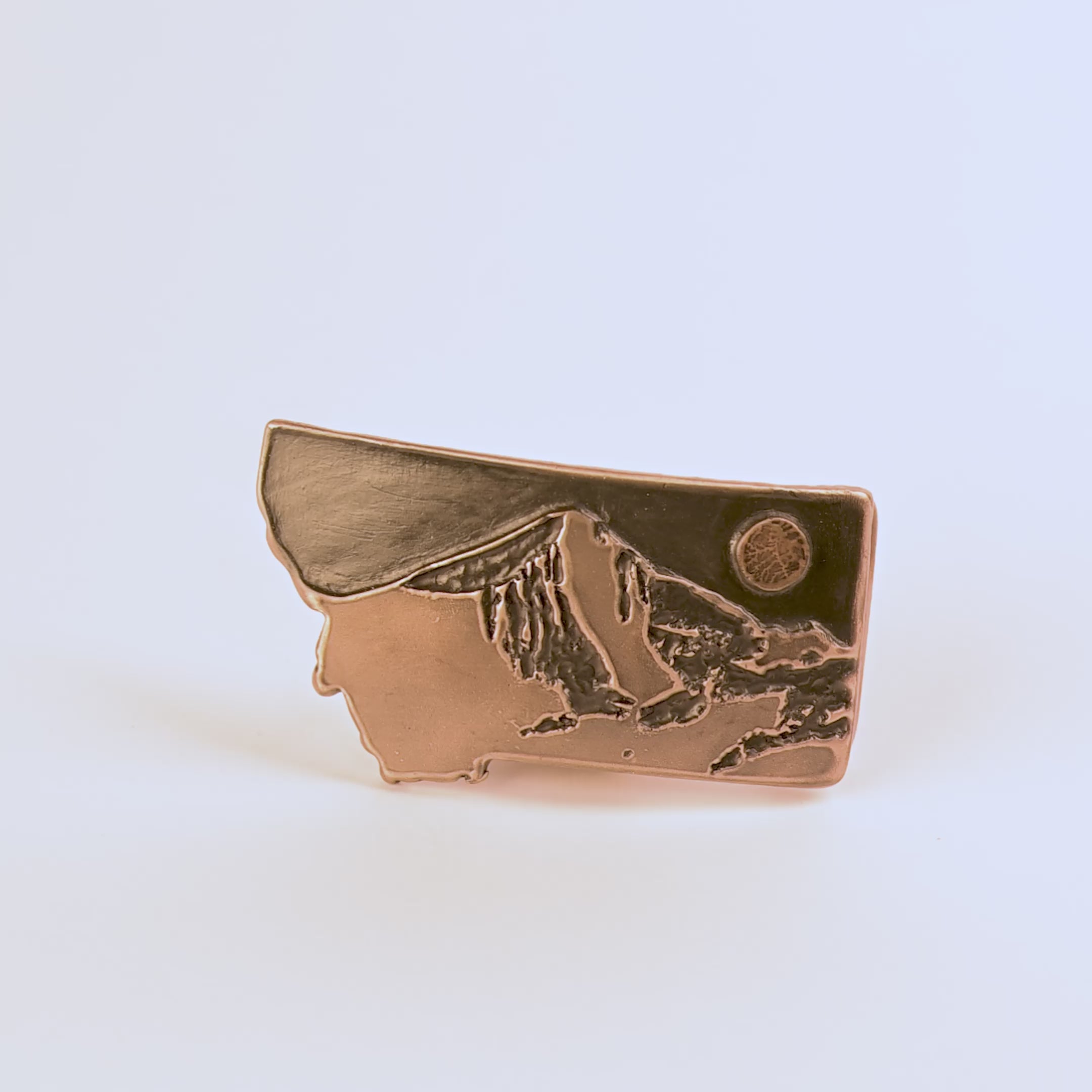 Montana Lone Mountain Bronze Belt Buckle - dark