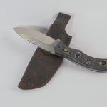 High Carbon Steel Clip Point Utility Knife with Blue Micarta Handle