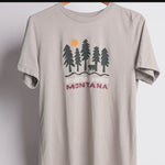 Light Tan Montana T-Shirt featuring trees and a bear