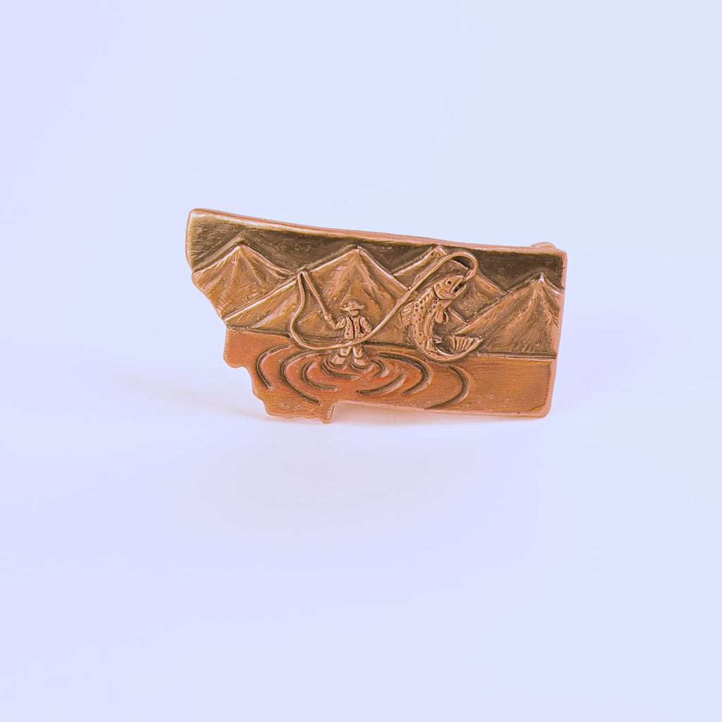 Montana Fly Fishing Bronze Belt Buckle