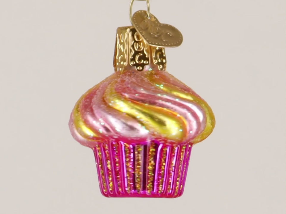 Mini Cupcake Glass Ornament