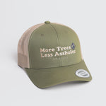 Green and beige cap with text and logo on a white background
