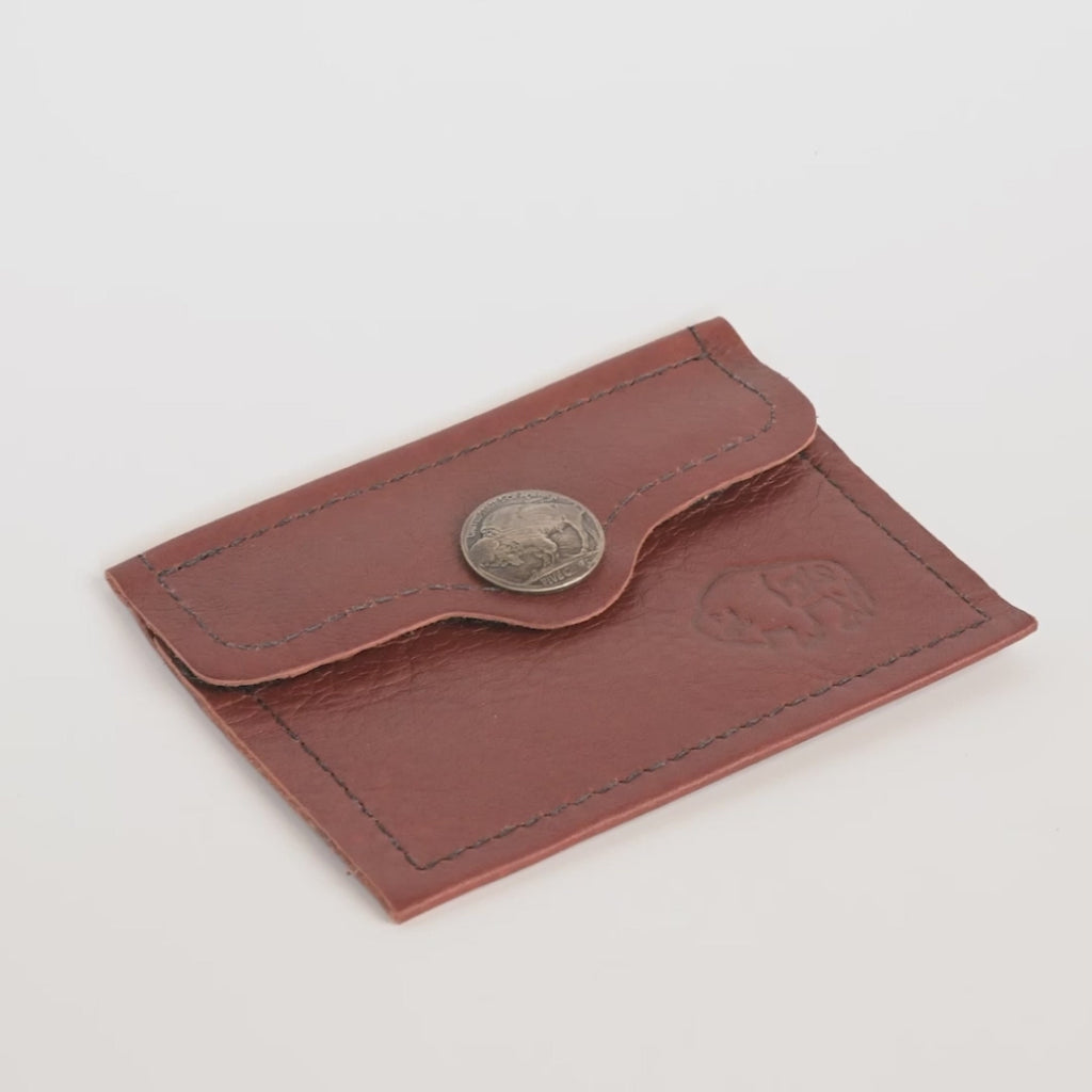 Mahogany Coin Purse with Buffalo Nickel by TLS Wallets