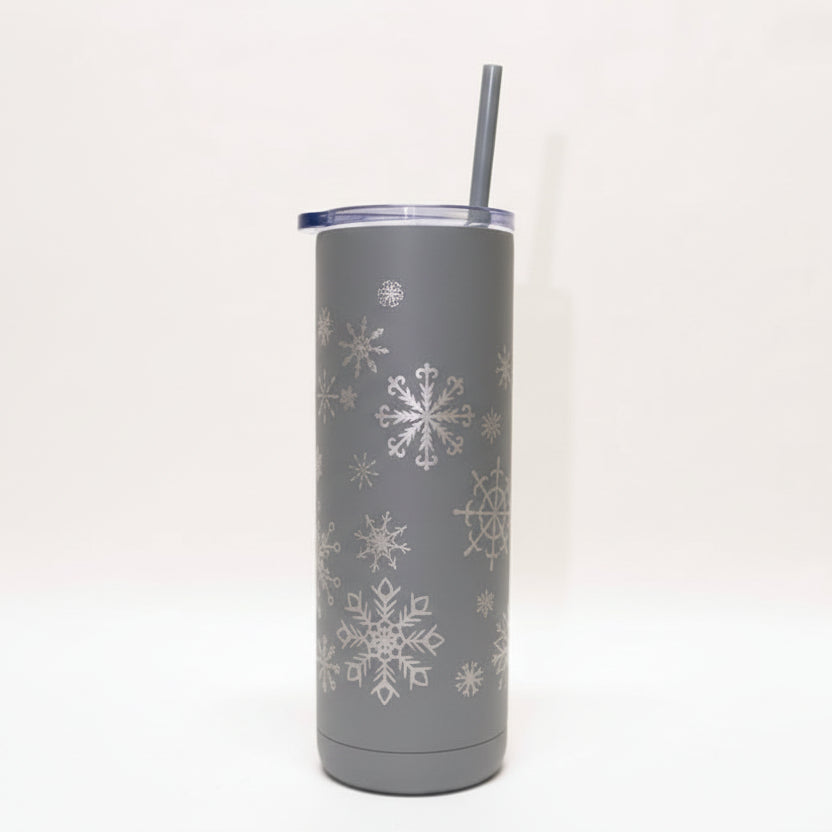 white 360 Snowflake 20 oz Soft Matte Tumbler by Montana Gift Corral retake