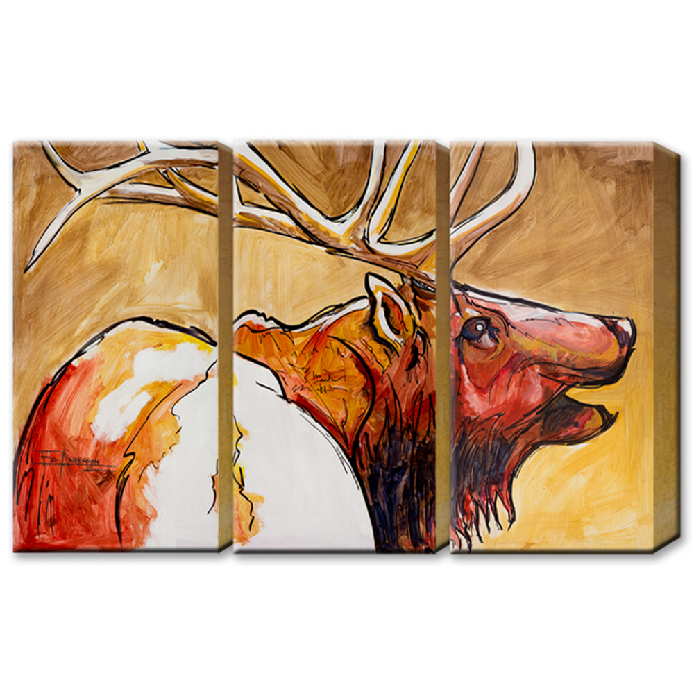 Ed Anderson 3 Aluminum Panel Red Bull Elk Wall Art