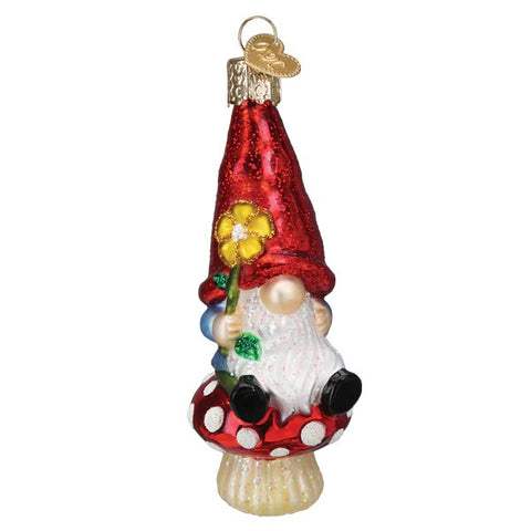 With the Garden Gnome by Old World Christmas, add a touch to mythical magic to your tree and decorate with this mushroom sitting friend. 