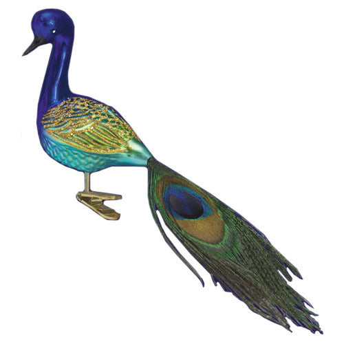 Magnificent Peacock Glass Christmas Ornament